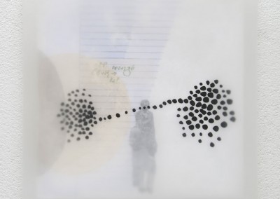 04 Schattenlicht, 2011, Acryl, Collage, Wachs auf Holz, 35 x 35 cm