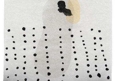 10 Serie Fährtenleser, 2010, Acryl, Sprühlack, Wachs auf Japanpapier, 97 x 63 cm