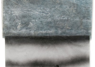 11 Kalter Wind, 2011, Acryl, Sprühlack, Collage, Wachs auf Japanpapier, 97 x 65 cm