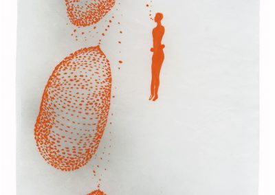 aus der Serie Gozo (orange), 2019, Tusche, Acryl auf Japanpapier, je 46 x 32 cm